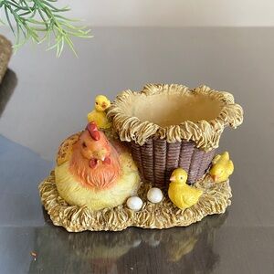 Chicken and Chicks Decorative Egg Holder Ring Dish Farmhouse